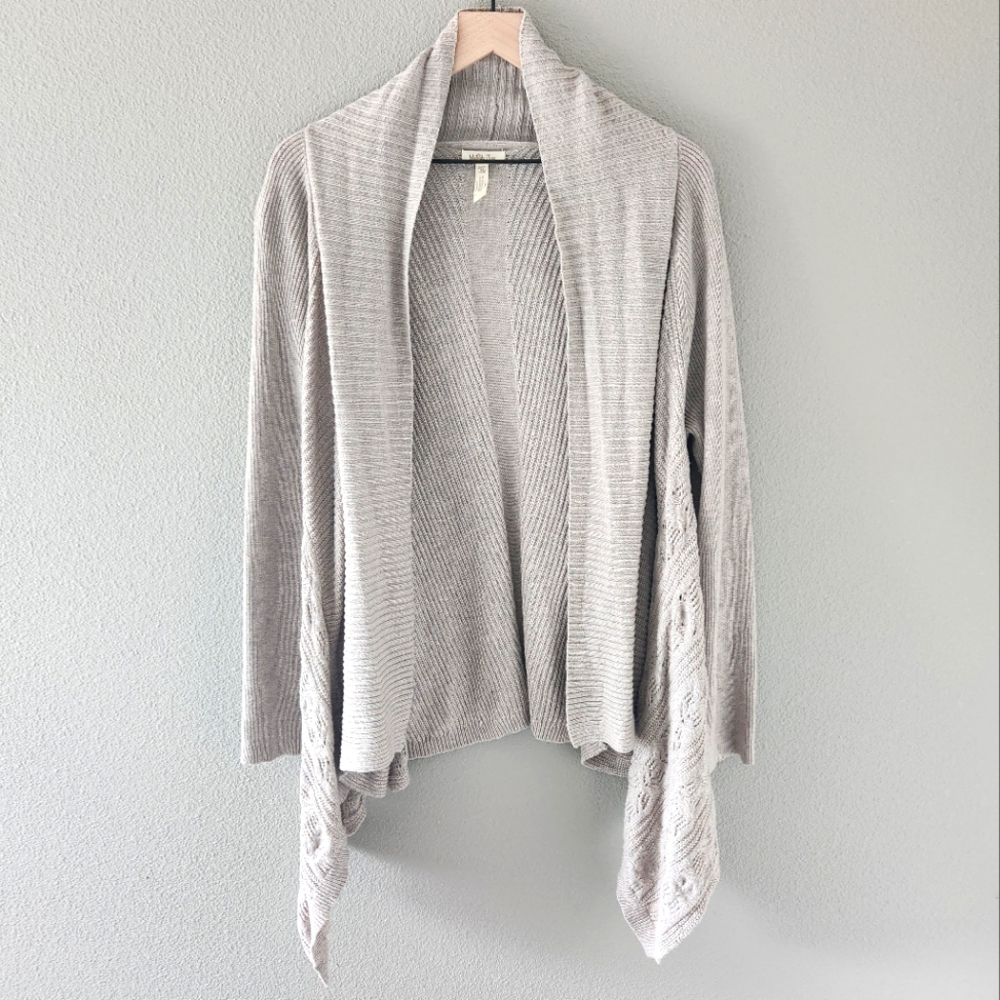 Matilda Jane Cardigan Medium Let's Getaway Open Front Crochet Knit Waterfall